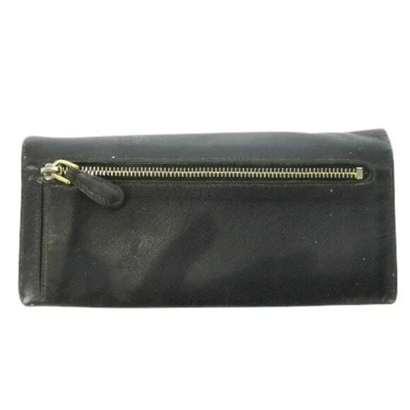 Prada Long Wallet with Coin Purse Saffiano Leather Flap Logo Black - Picture 2 of 9